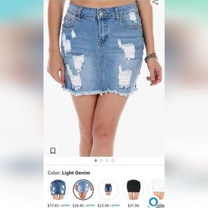 Wax Distressed Denim Skirt